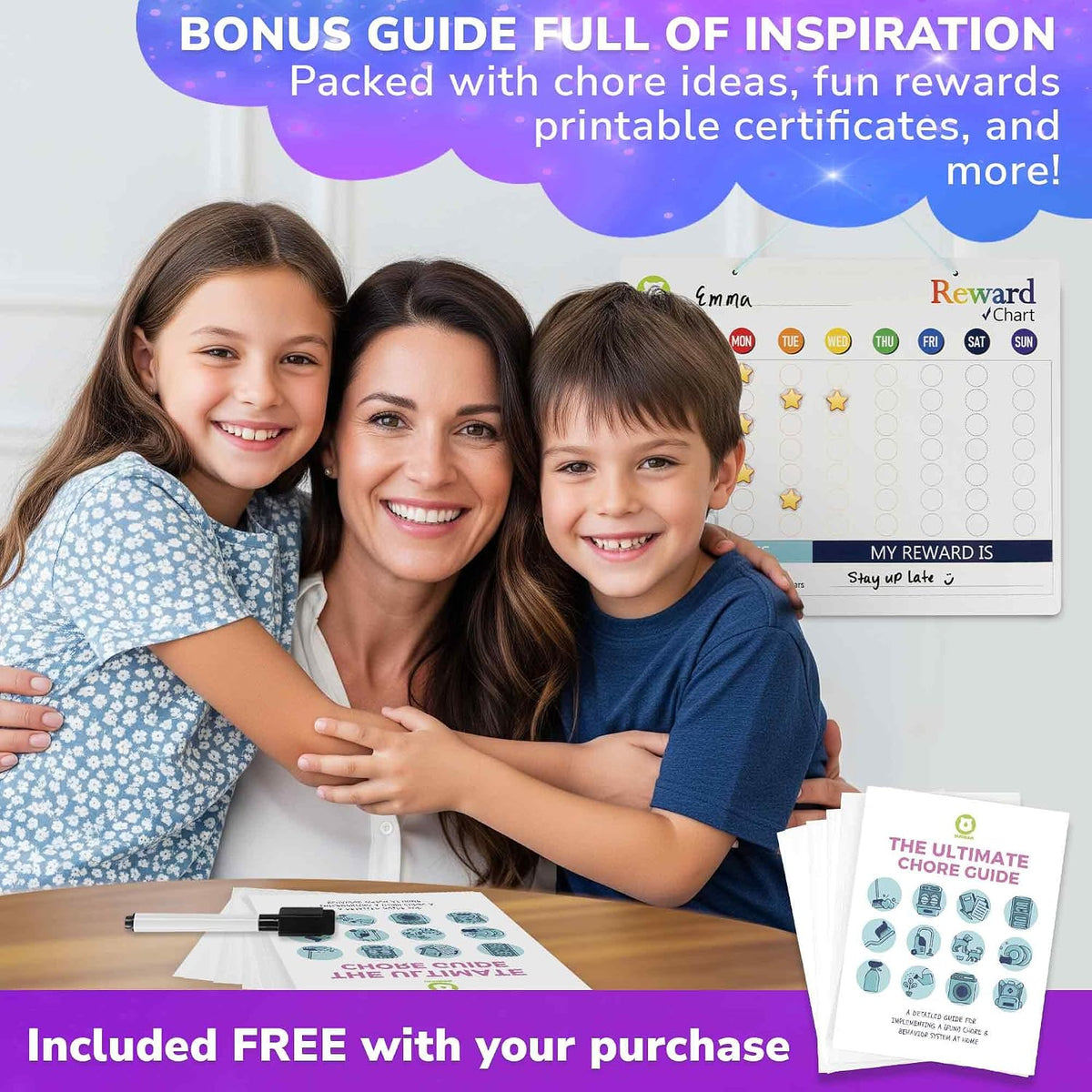 Magnetic Visual Routine & Chore Reward Board (48 Chores & 49 Stars) | NDIS Daily Living Aid