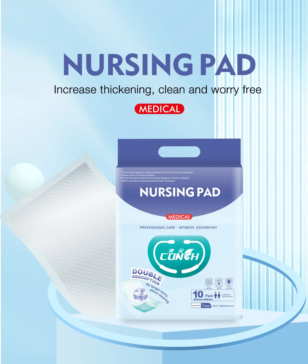 Adult Nursing Pads - 10-Pack Disposable Incontinence Protection
