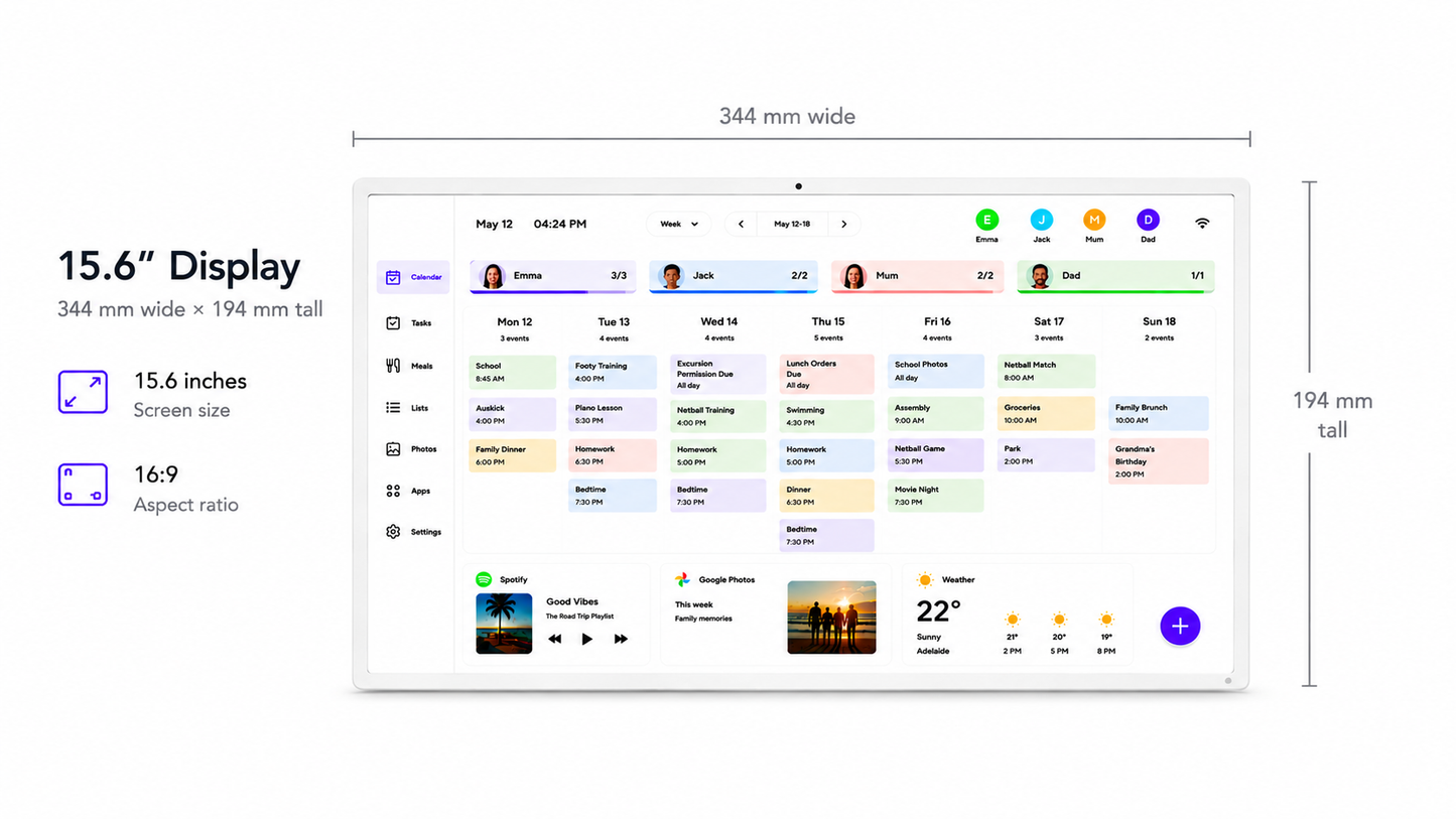15.6" Smart Touchscreen Planner | NDIS Routine & Cognitive Aid