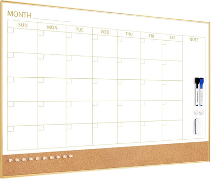 Monthly Planner & Cork Board Combo – Magnetic Dry Erase Calendar with Pin Board for NDIS, Home, School, or Office