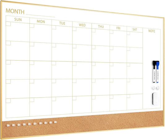 Monthly Planner & Cork Board Combo – Magnetic Dry Erase Calendar with Pin Board for NDIS, Home, School, or Office