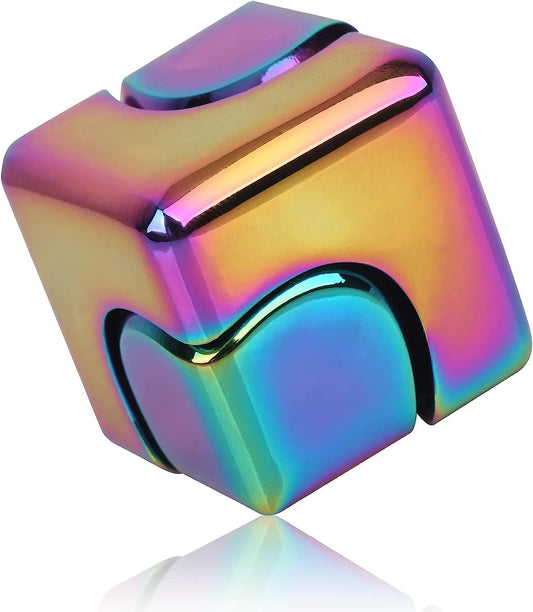 Metal Fidget Cube Spinner 4-in-1 Sensory Tool (Rainbow) | NDIS Focus Aid