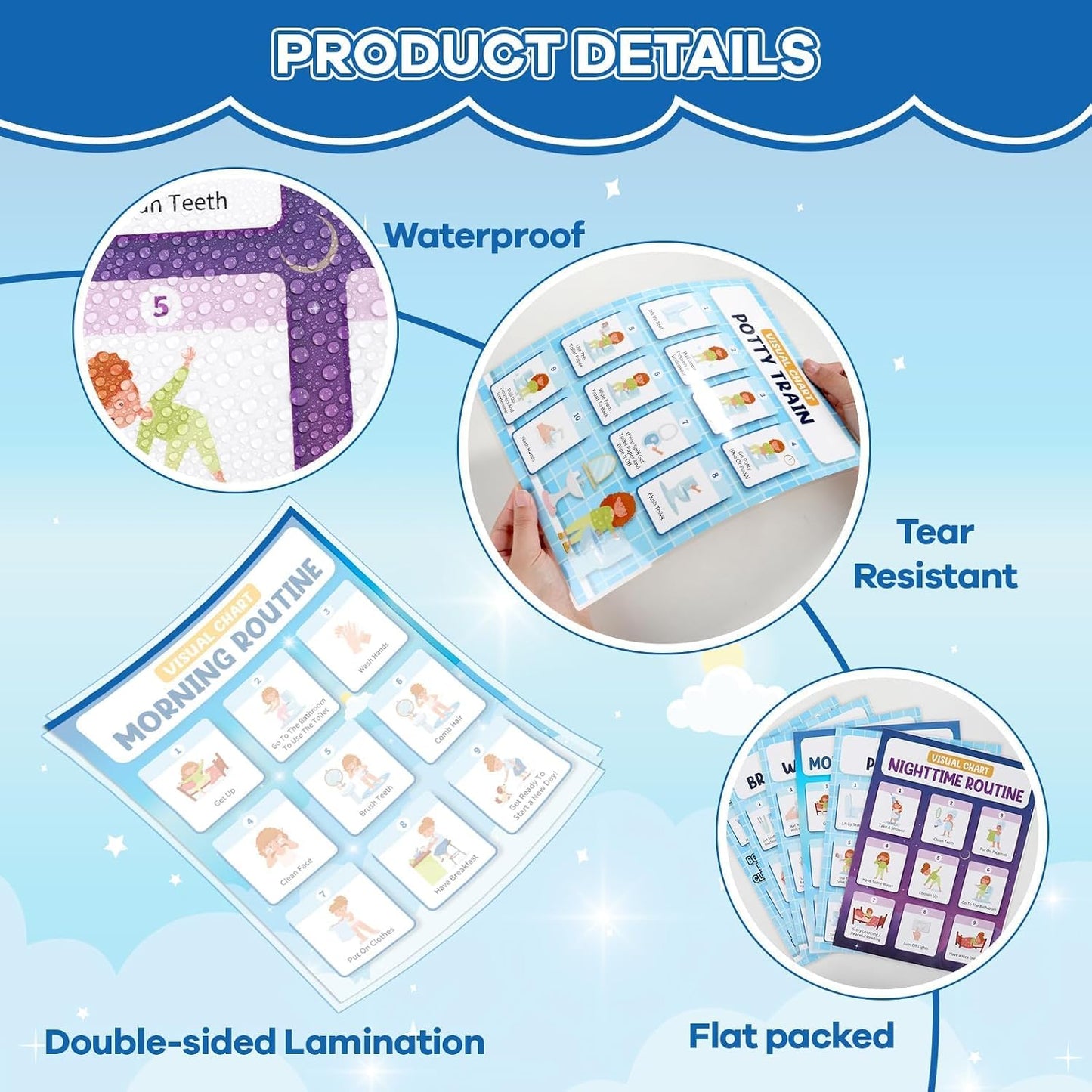 Daily Step Visual Schedules 6-Piece Self-Care Chart Set | NDIS Routine Aid