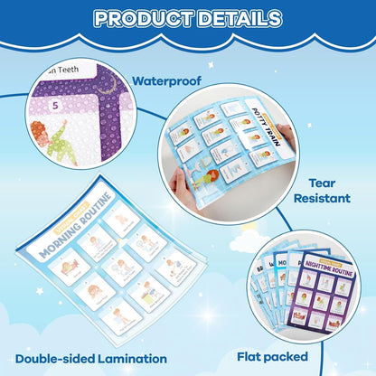 Daily Step Visual Schedules 6-Piece Self-Care Chart Set | NDIS Routine Aid