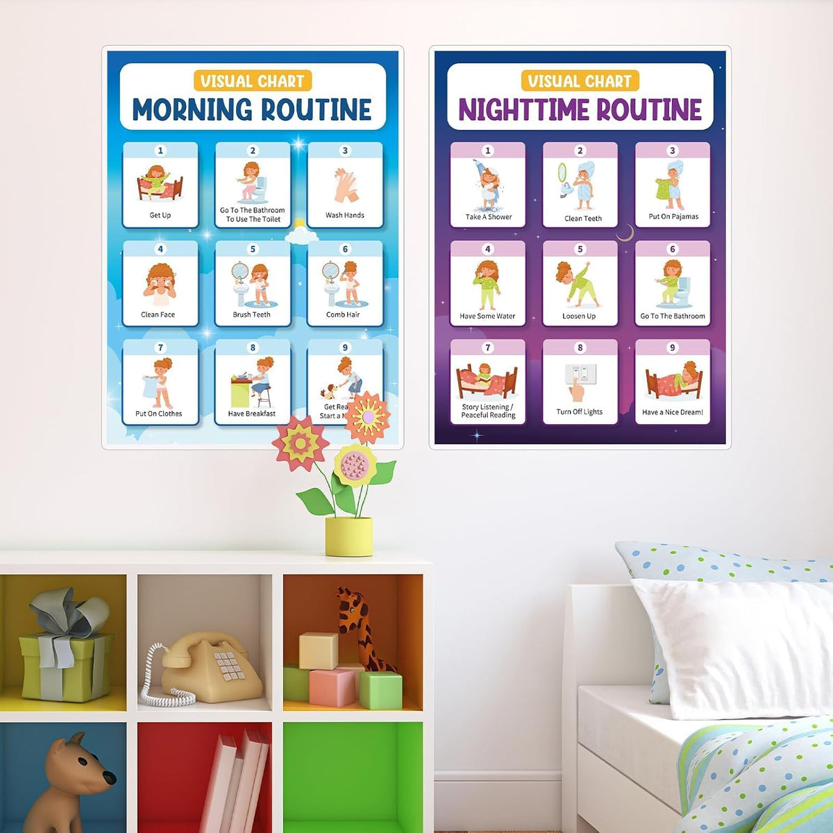 Daily Step Visual Schedules 6-Piece Self-Care Chart Set | NDIS Routine Aid