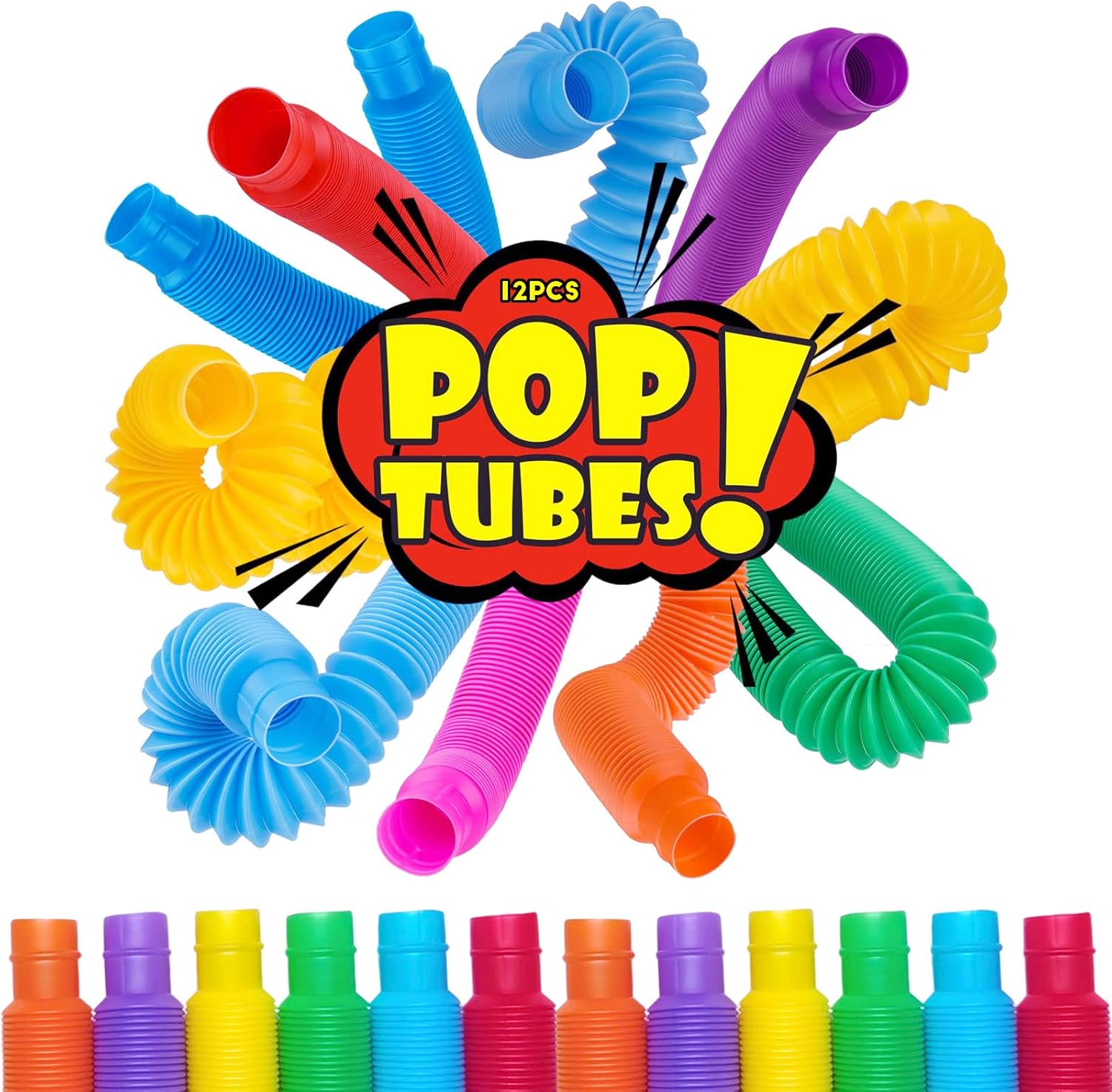 Pop Tubes Sensory Toys (12/32 Pack) | NDIS Motor Skills Aid
