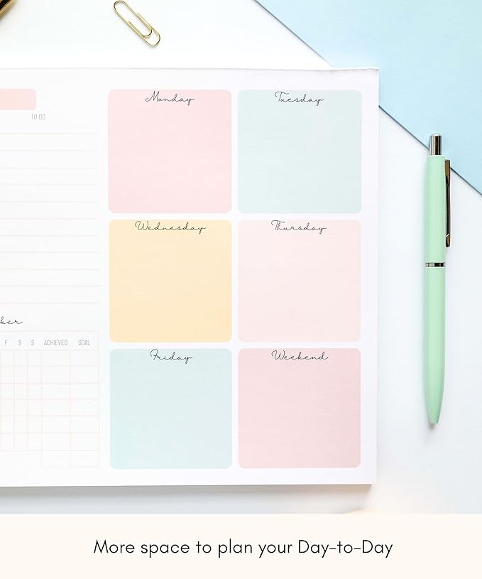 Weekly Planner Tear-Off Pad – 52-Week Undated Productivity Notepad