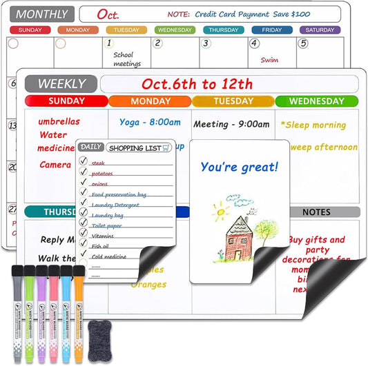 Magnetic Dry Erase Calendar & Planner Set | NDIS Visual Schedule