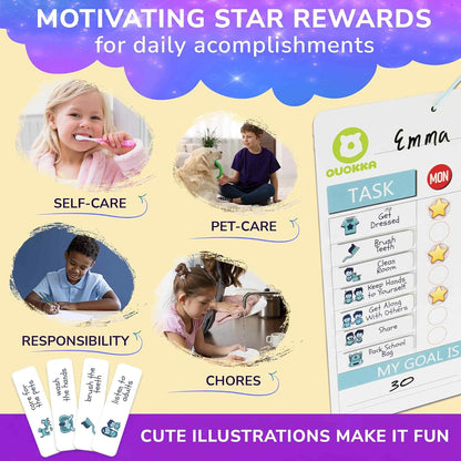 Magnetic Visual Routine & Chore Reward Board (48 Chores & 49 Stars) | NDIS Daily Living Aid