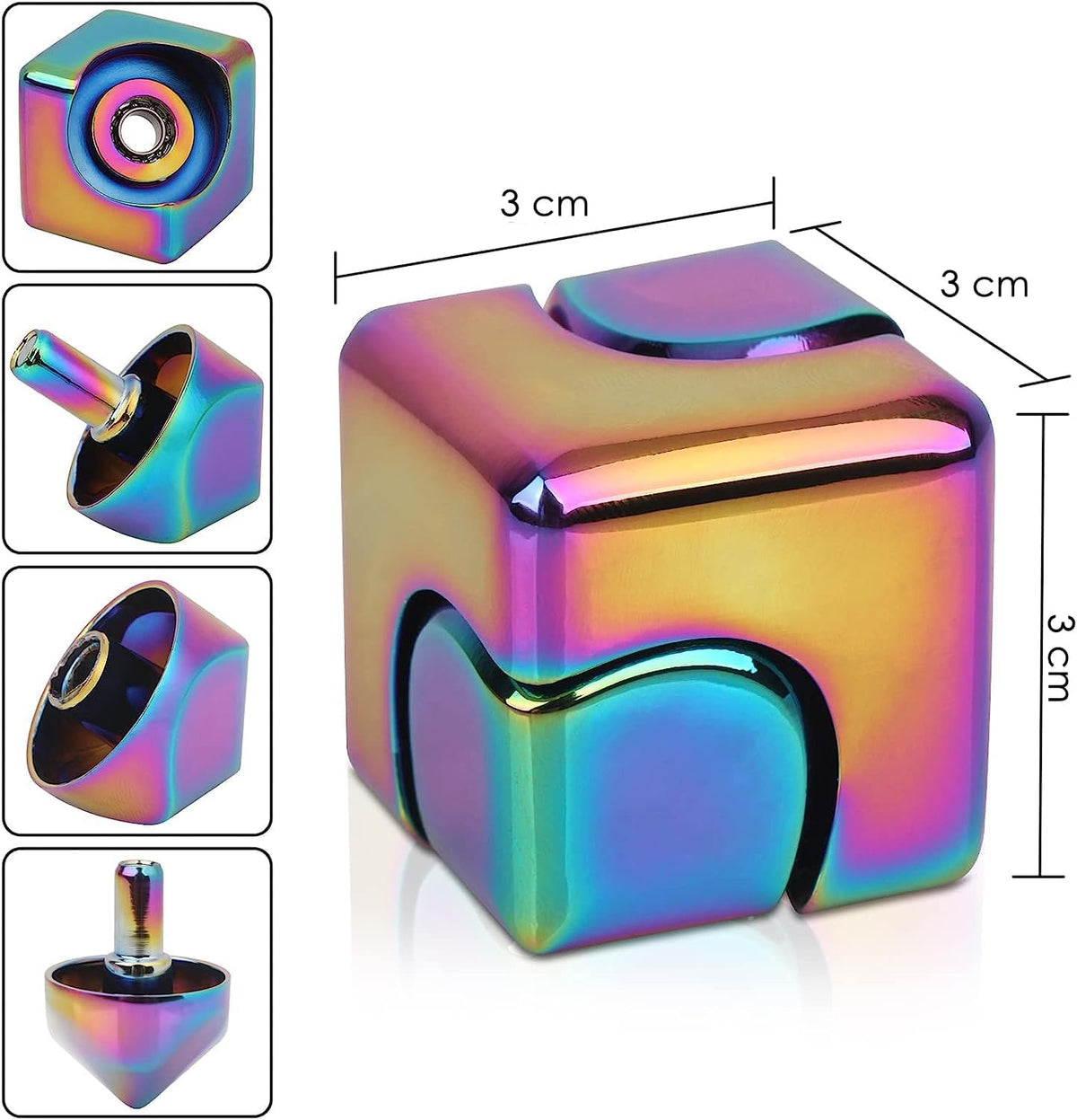 Metal Fidget Cube Spinner 4-in-1 Sensory Tool (Rainbow) | NDIS Focus Aid