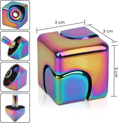 Metal Fidget Cube Spinner 4-in-1 Sensory Tool (Rainbow) | NDIS Focus Aid