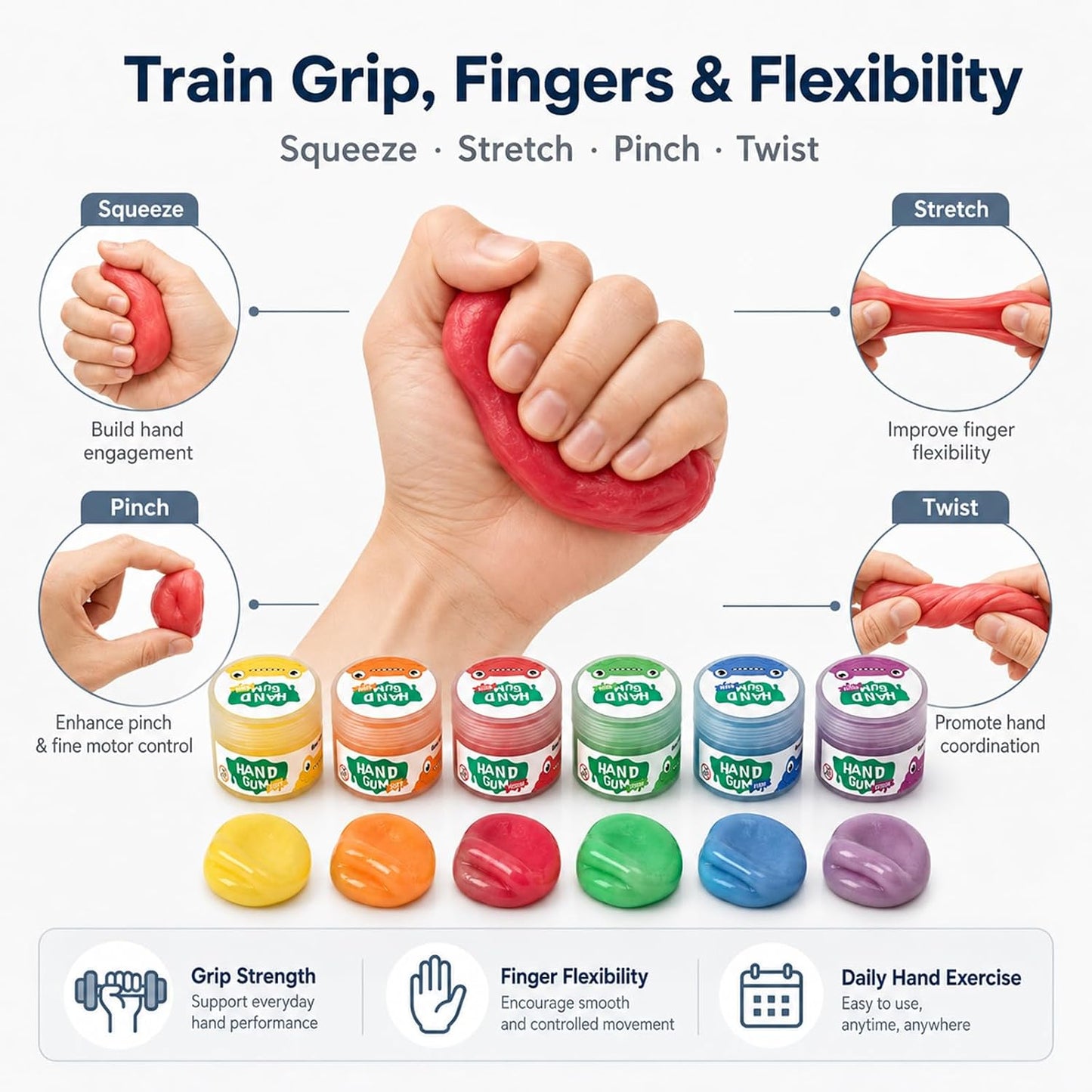 Therapy Putty Hand Rehab Kit (6 Resistance Levels) | NDIS Sensory Aid