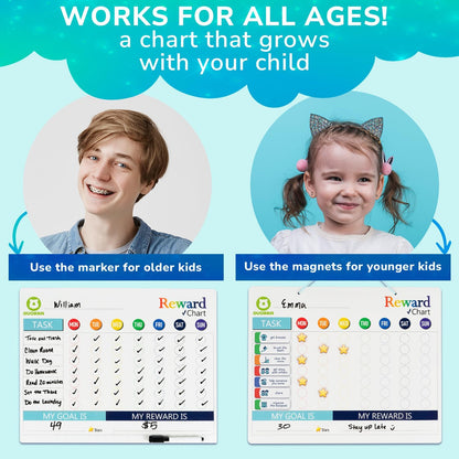 Magnetic Visual Routine & Chore Reward Chart (186 Magnets) | NDIS Daily Living Aid