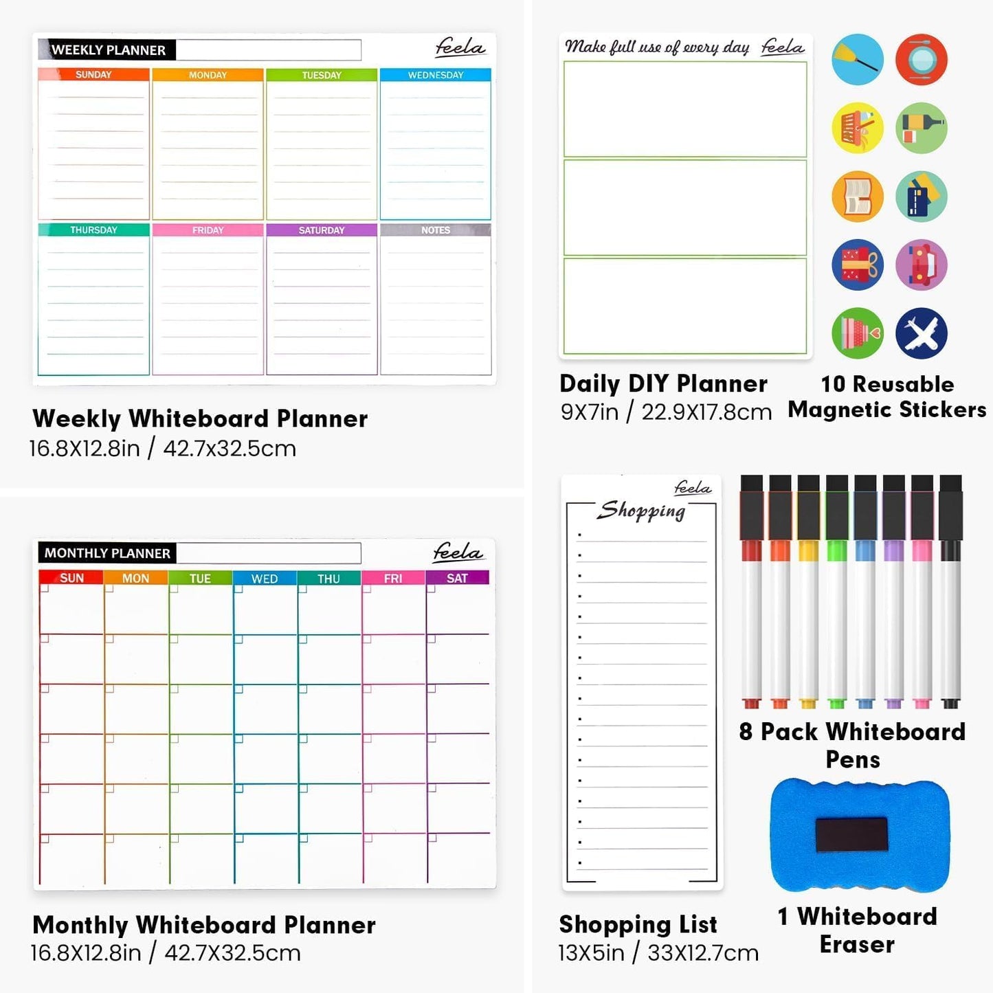 feela Magnetic Fridge Calendar 4-Pack | NDIS Routine Aid