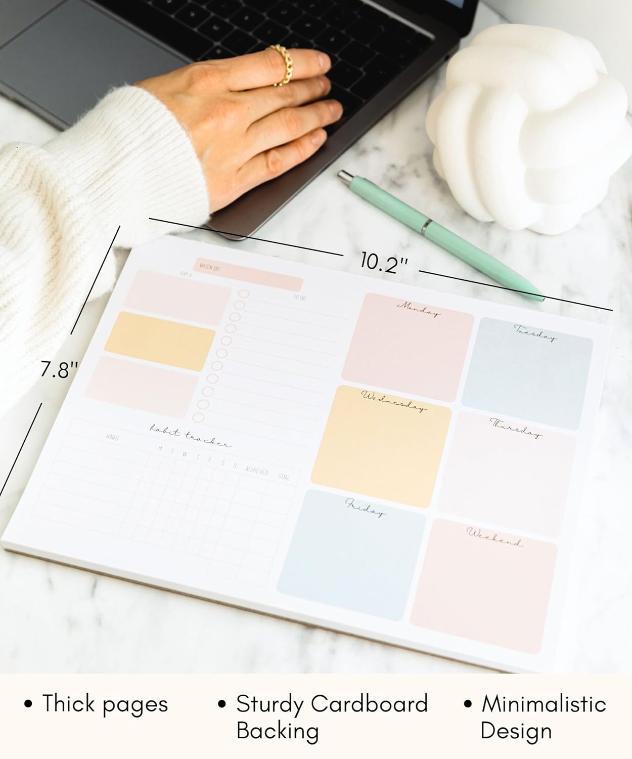 Weekly Planner Tear-Off Pad – 52-Week Undated Productivity Notepad