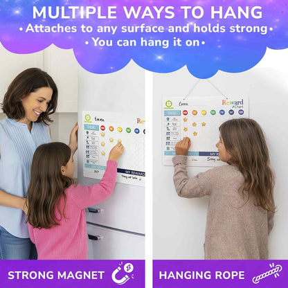Magnetic Visual Routine & Chore Reward Board (48 Chores & 49 Stars) | NDIS Daily Living Aid