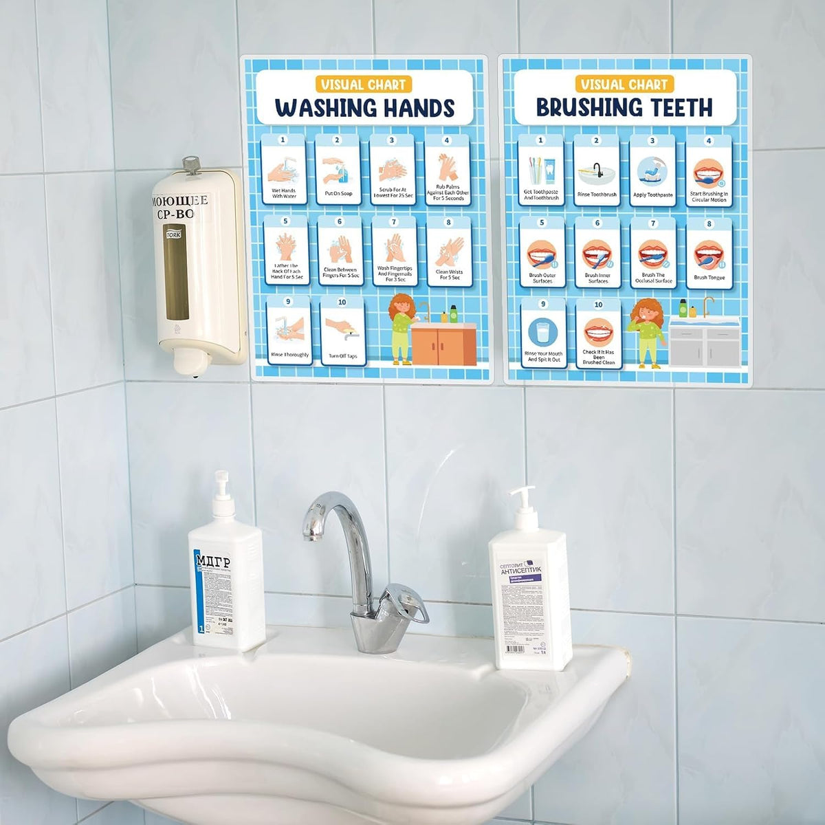 Daily Step Visual Schedules 6-Piece Self-Care Chart Set | NDIS Routine Aid