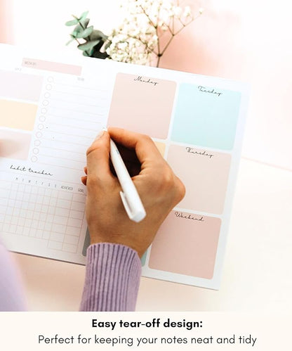 Weekly Planner Tear-Off Pad – 52-Week Undated Productivity Notepad