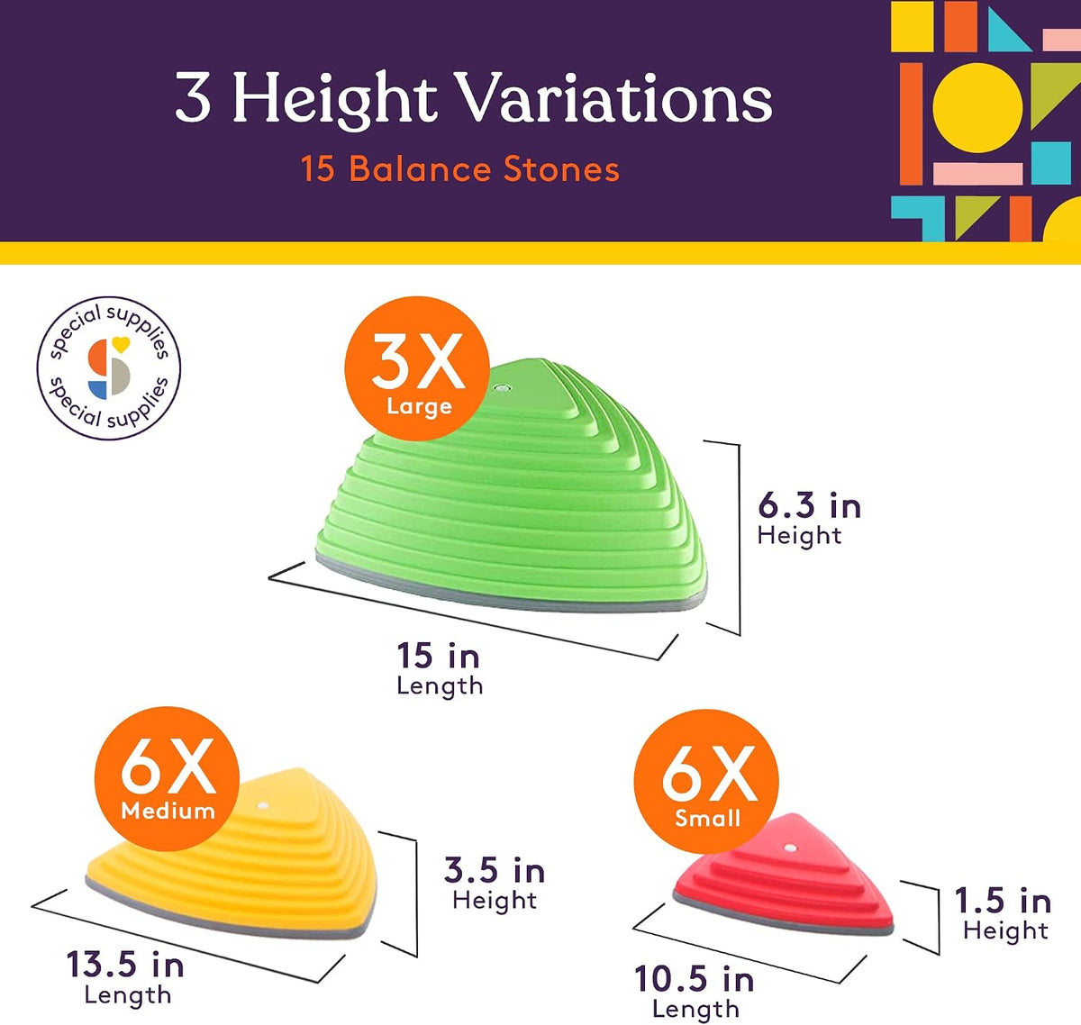 Gross Motor Balance Stepping Stones 15-Pack | NDIS Sensory Aid