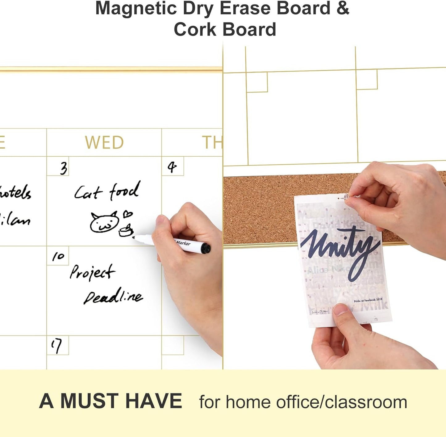 Monthly Planner & Cork Board Combo – Magnetic Dry Erase Calendar with Pin Board for NDIS, Home, School, or Office