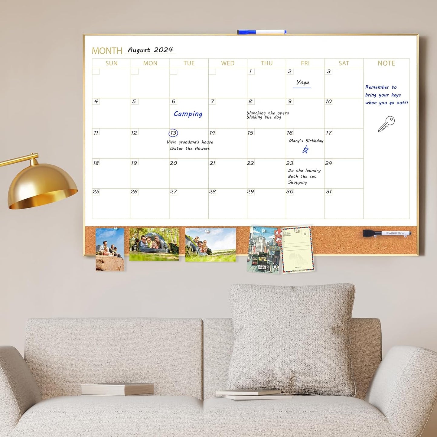 Monthly Planner & Cork Board Combo – Magnetic Dry Erase Calendar with Pin Board for NDIS, Home, School, or Office