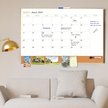 Monthly Planner & Cork Board Combo – Magnetic Dry Erase Calendar with Pin Board for NDIS, Home, School, or Office