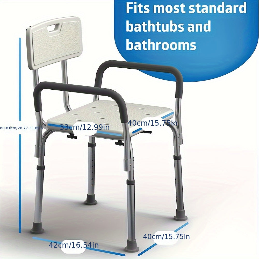 Adjustable Medical Shower Aluminium Aid Chair with Arms and Backrest - Height Adjustable