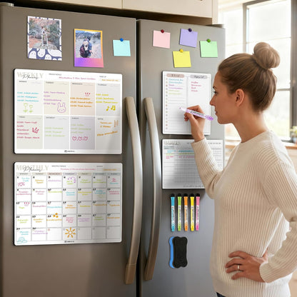 Magnetic Dry Erase Calendar & Habit Tracker 4-Pack | NDIS Visual Schedule