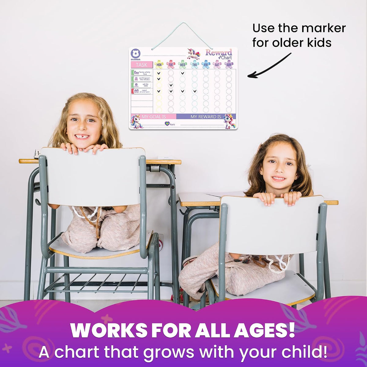 Magnetic Visual Routine & Chore Reward Chart (Pink) | NDIS Daily Living Aid