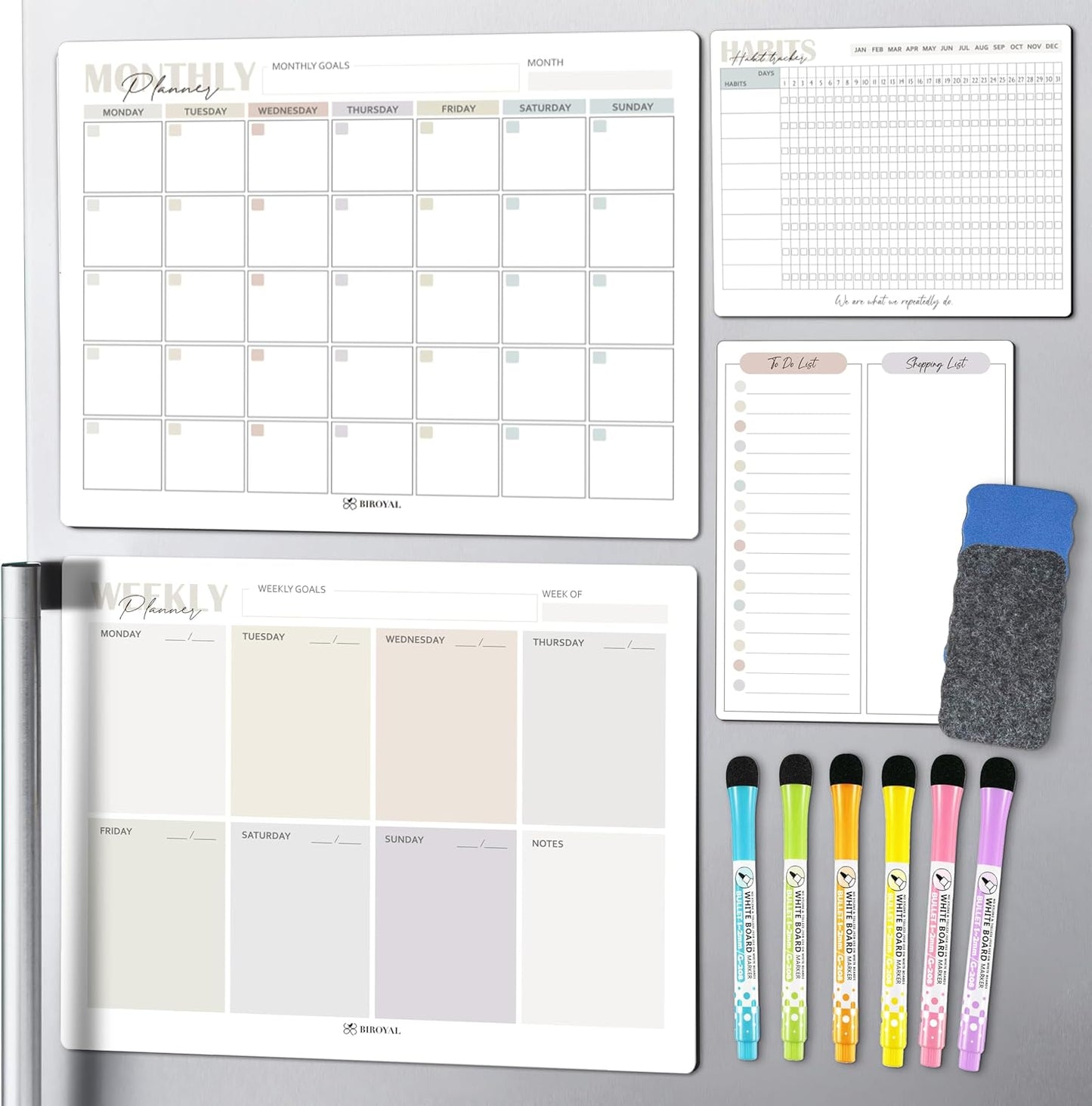 Magnetic Dry Erase Calendar & Habit Tracker 4-Pack | NDIS Visual Schedule