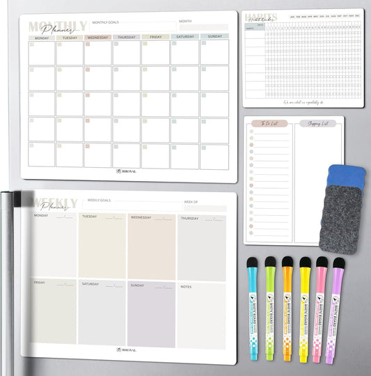 Magnetic Dry Erase Calendar & Habit Tracker 4-Pack | NDIS Visual Schedule