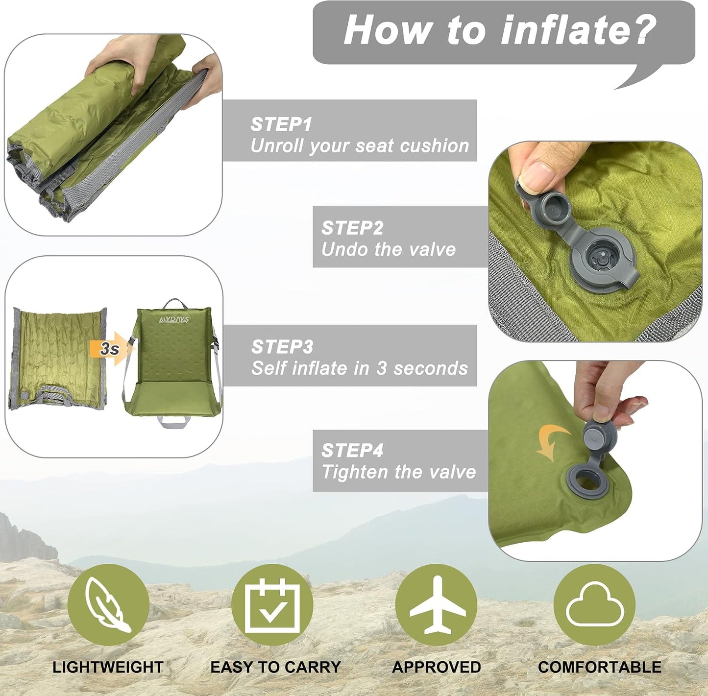 Self-Inflating Memory Foam Seat Pad | NDIS Seating & Back Aid
