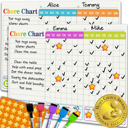 7 x 10" Magnetic Visual Routine & Chore Reward Charts (2-Pack) | NDIS Daily Living Aid