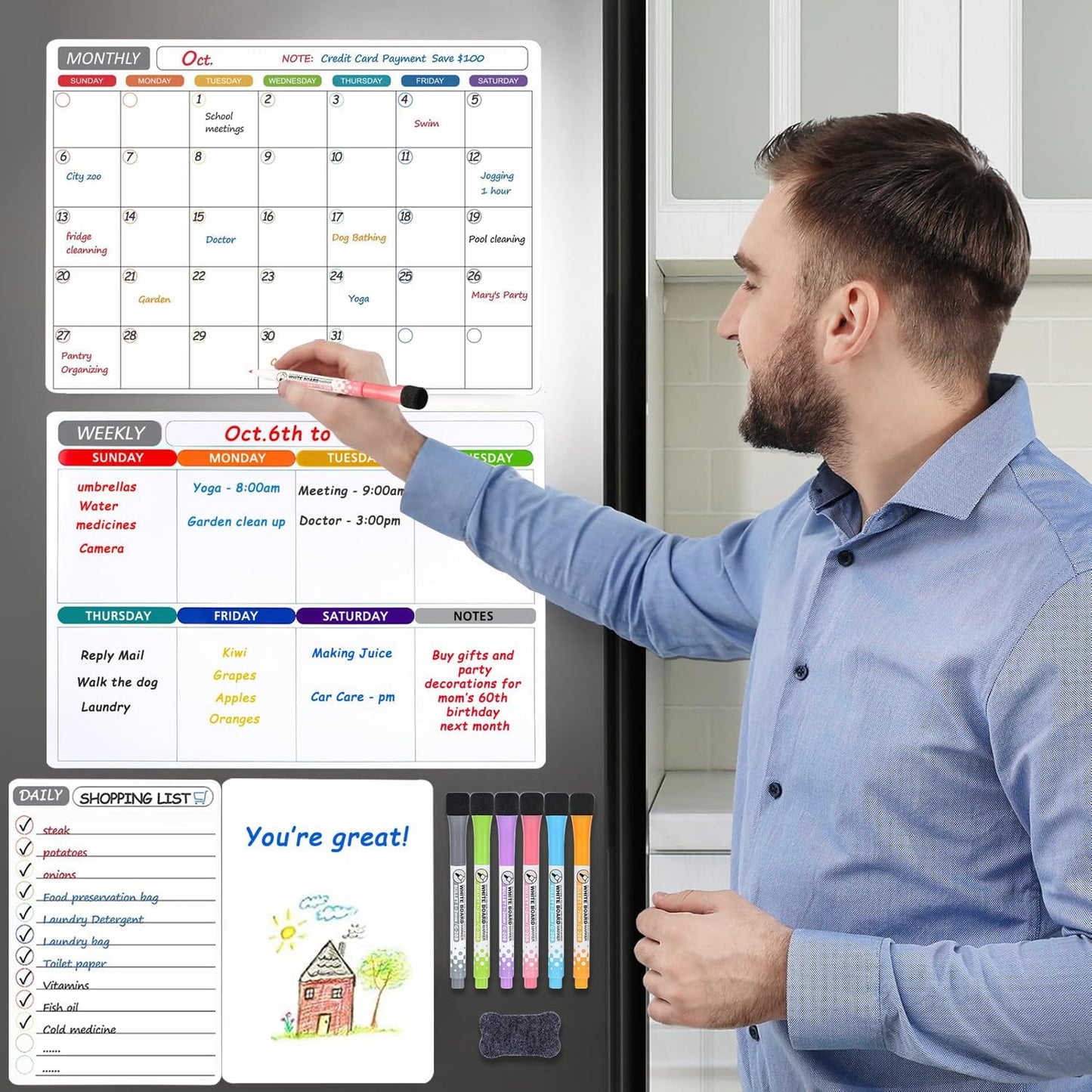 Magnetic Dry Erase Calendar & Planner Set | NDIS Visual Schedule