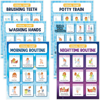 Daily Step Visual Schedules 6-Piece Self-Care Chart Set | NDIS Routine Aid