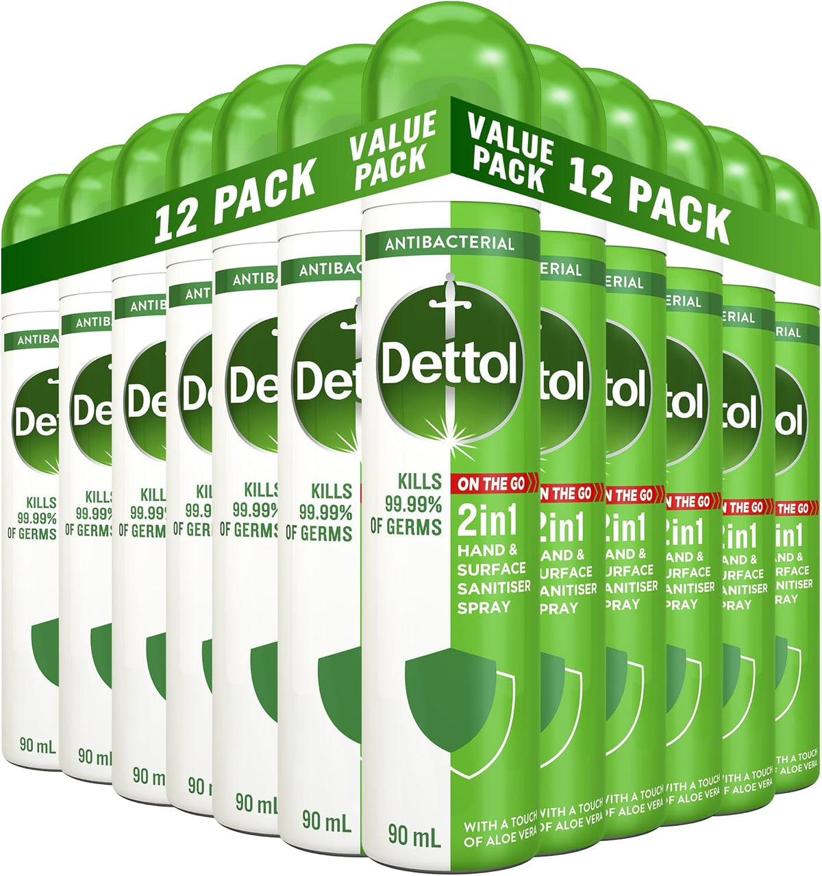 2-in-1 Hand and Surface Sanitiser Spray 90ml (12 Pack) | NDIS Hygiene Support