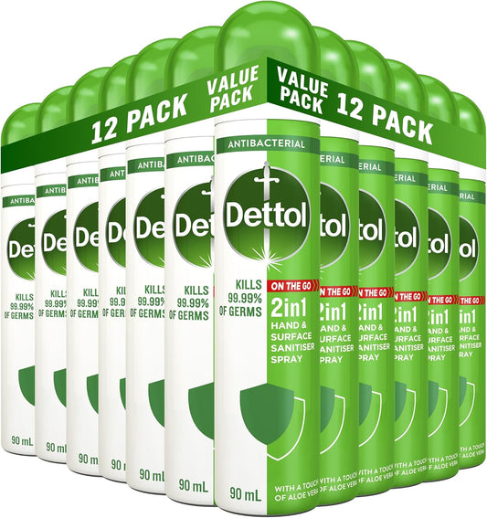 2-in-1 Hand and Surface Sanitiser Spray 90ml (12 Pack) | NDIS Hygiene Support