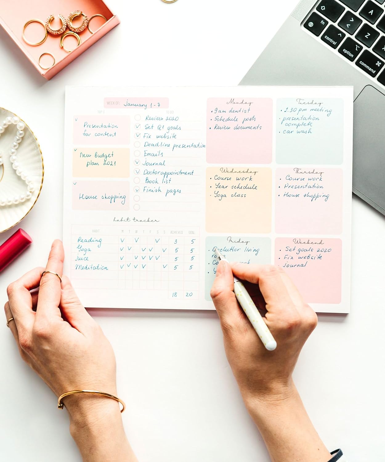 Weekly Planner Tear-Off Pad – 52-Week Undated Productivity Notepad