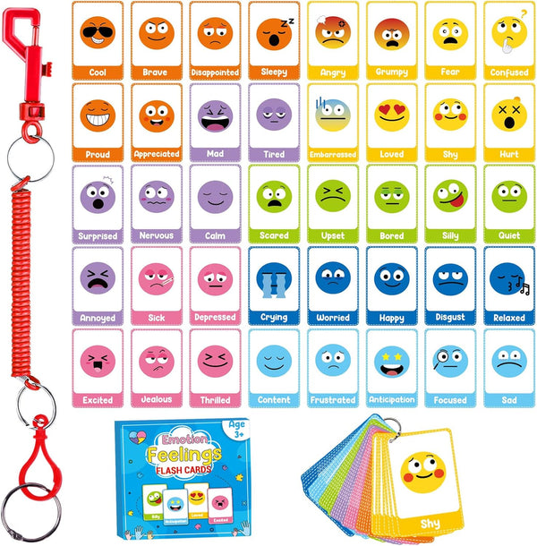 Emotions Flashcards with Retractable Clip | NDIS Speech Visual Aid