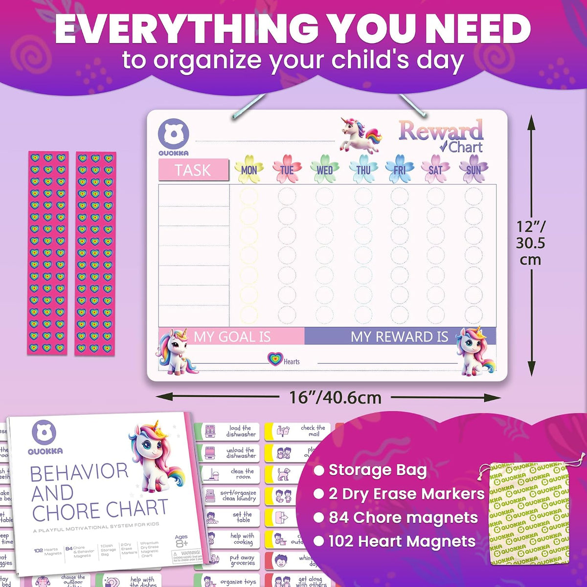 Magnetic Visual Routine & Chore Reward Chart (Pink) | NDIS Daily Living Aid