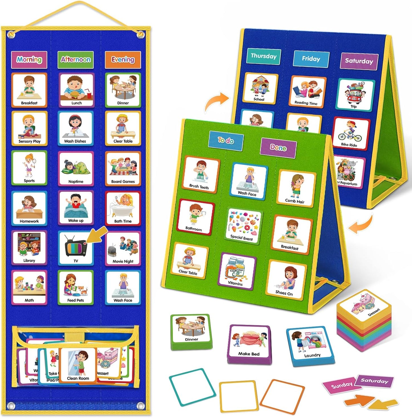 Visual Schedule Pocket Chart (105 Cards) | NDIS Routine Support