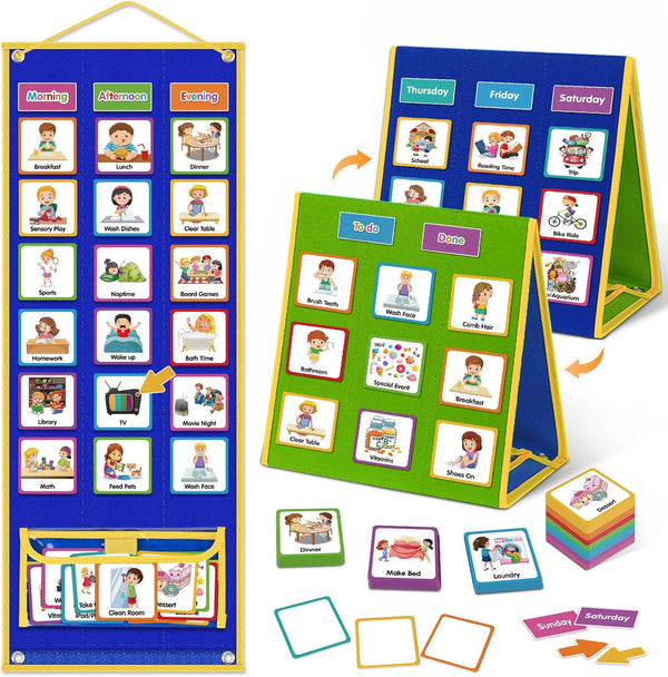 Visual Schedule Pocket Chart (105 Cards) | NDIS Routine Support