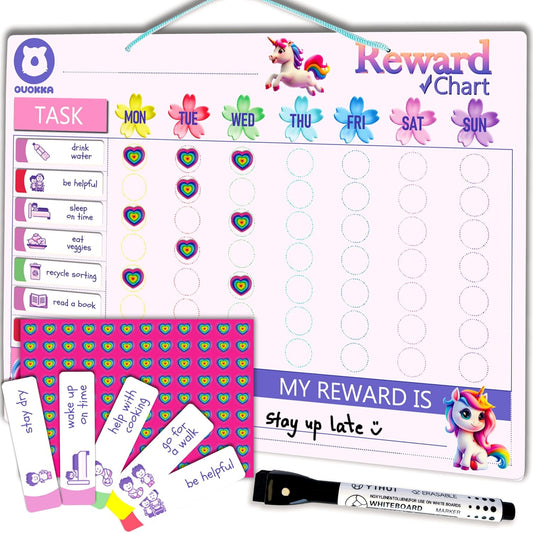 Magnetic Visual Routine & Chore Reward Chart (Pink) | NDIS Daily Living Aid