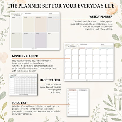 Magnetic Dry Erase Calendar & Habit Tracker 4-Pack | NDIS Visual Schedule