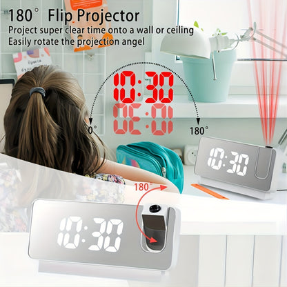 LED Digital Smart Alarm Clock with Projection and Temperature Display