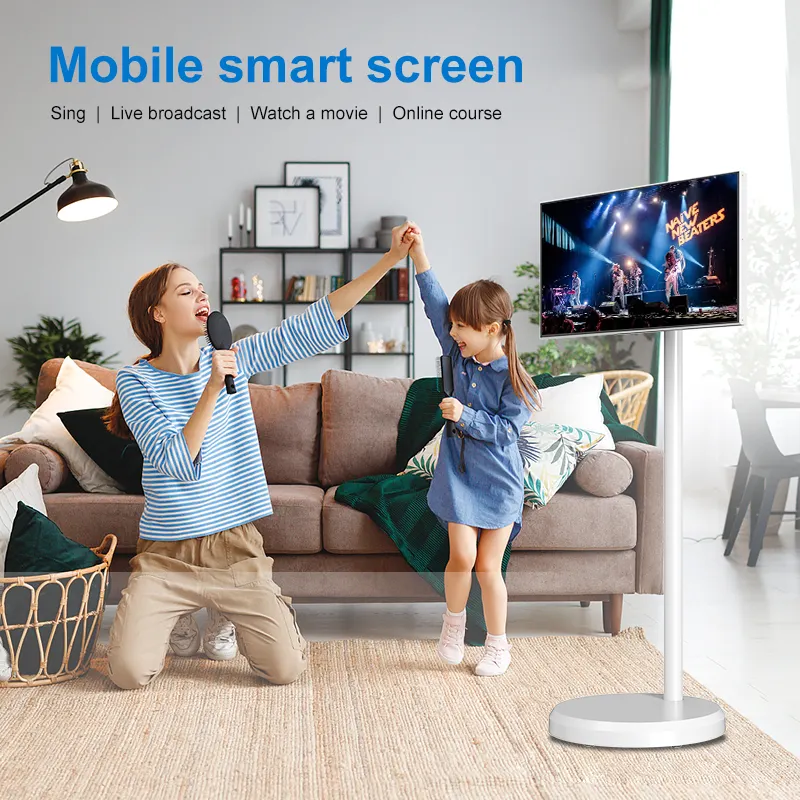Portable Smart Touch Screen TV on Wheels (Android 12) | NDIS Bedside Media Hub