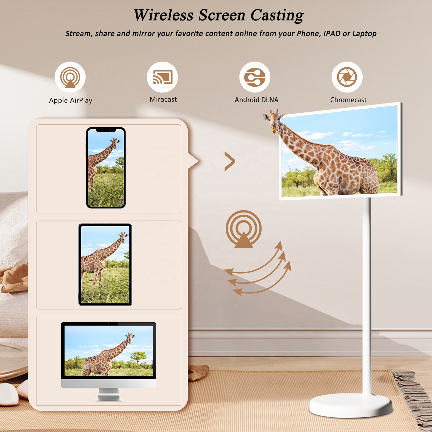 Portable Smart Touch Screen TV on Wheels (Android 12) | NDIS Bedside Media Hub