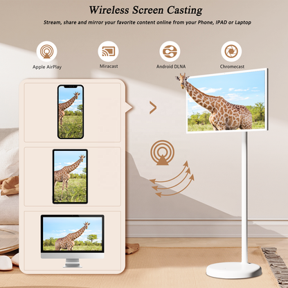 Portable Smart Touch Screen TV on Wheels (Android 12) | NDIS Bedside Media Hub