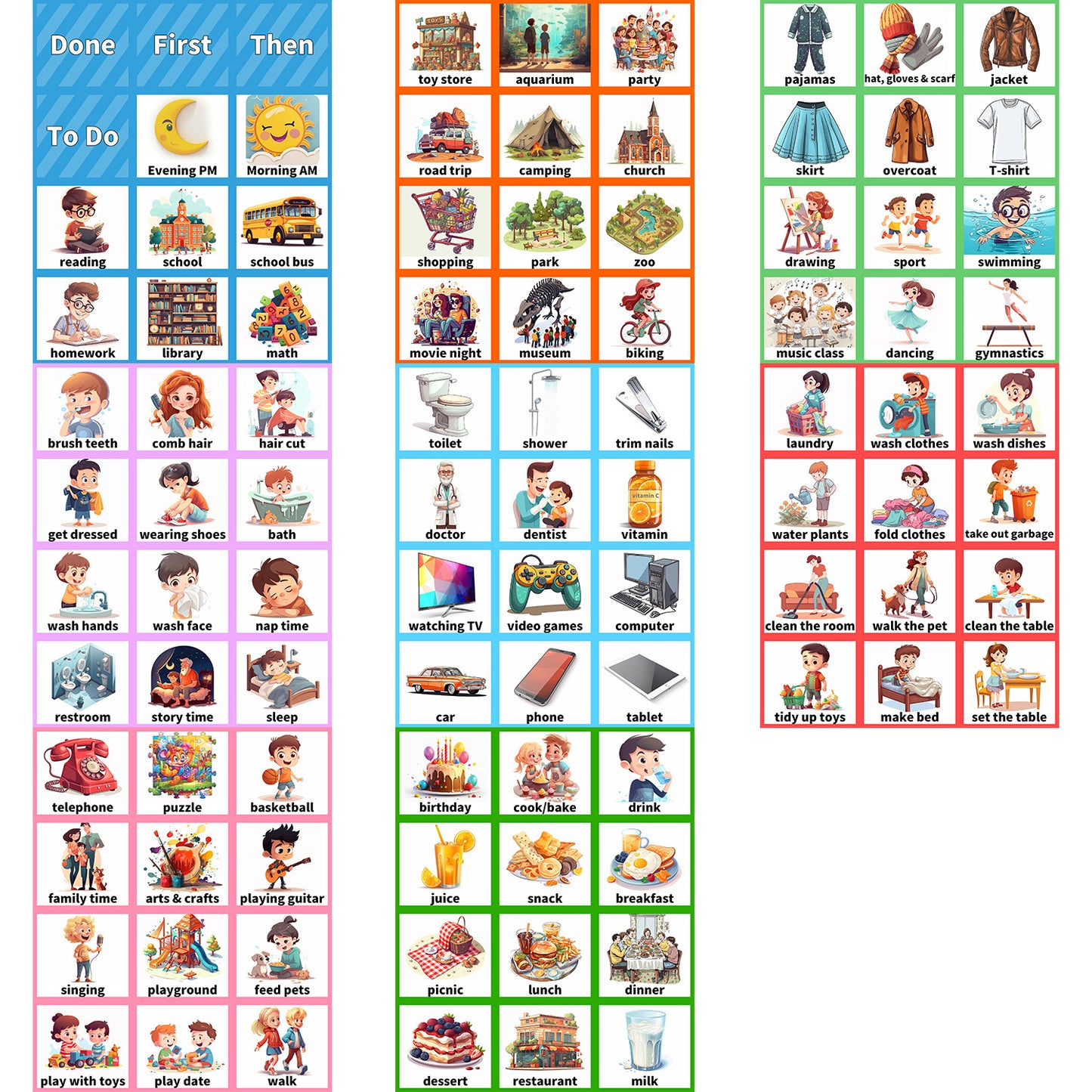 96-Card Visual Daily Routine Board | NDIS Communication Aid