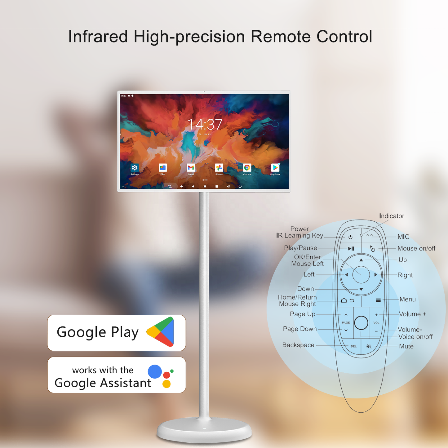 Portable Smart Touch Screen TV on Wheels (Android 12) | NDIS Bedside Media Hub